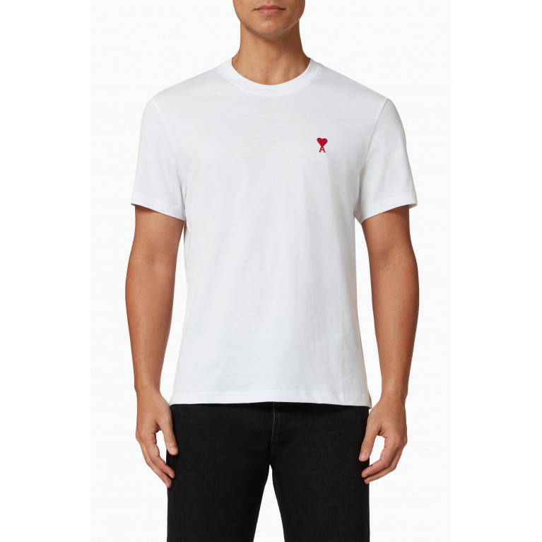 Ami - Ami de Coeur Logo T-shirt in Jersey White