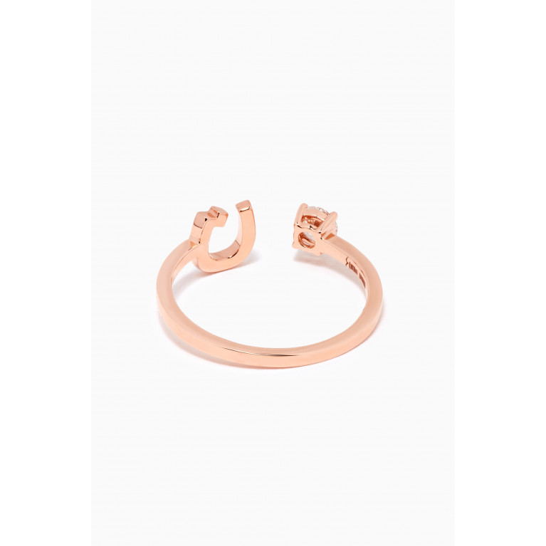 HIBA JABER - "N" Glam Your Initial Ring with Diamonds in 18kt Rose Gold