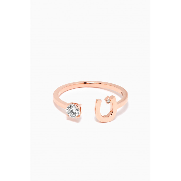 HIBA JABER - "N" Glam Your Initial Ring with Diamonds in 18kt Rose Gold
