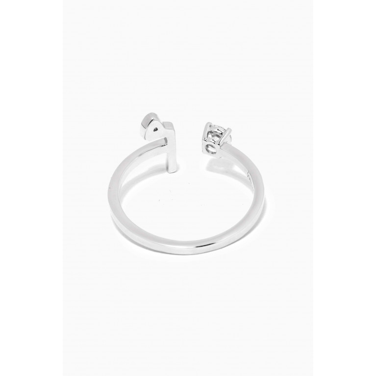 HIBA JABER - "M" Glam Your Initial Ring with Diamonds in 18kt White Gold