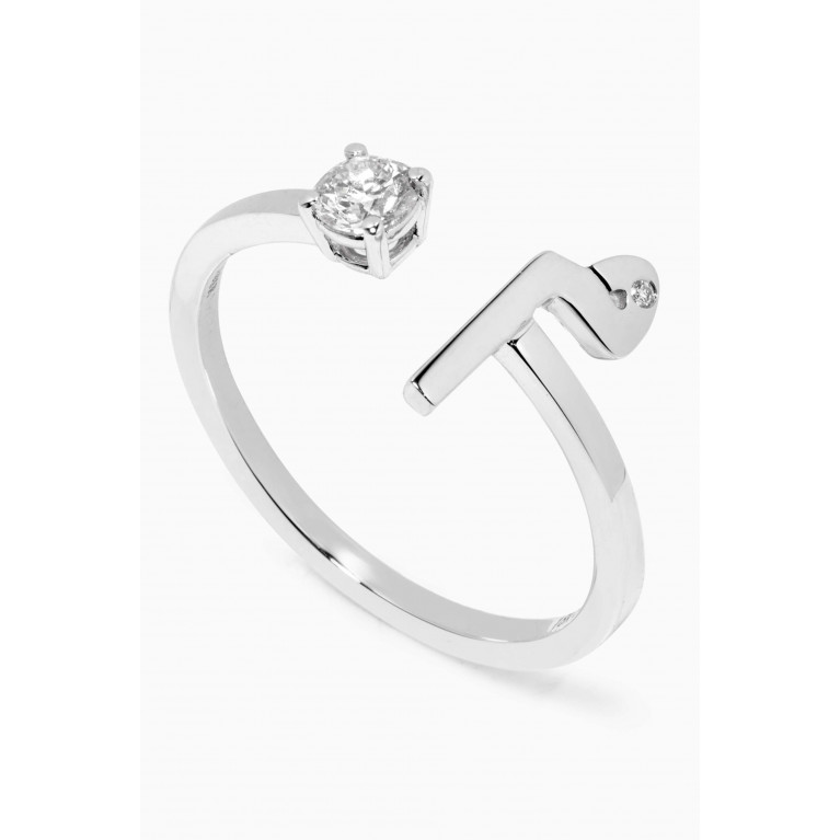 HIBA JABER - "M" Glam Your Initial Ring with Diamonds in 18kt White Gold
