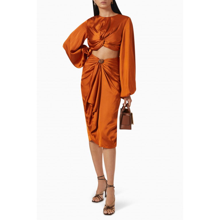 Andrea Iyamah - Behati Skirt in Satin Orange