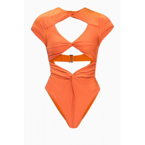 Andrea Iyamah - Aluna One-piece Swimsuit in Stretch Nylon Orange