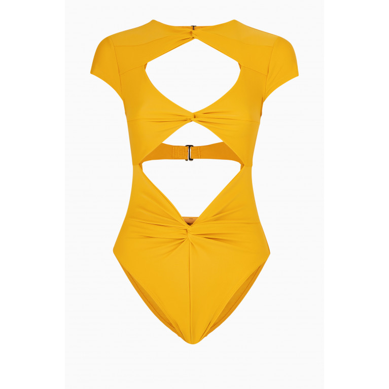 Andrea Iyamah - Aluna One-piece Swimsuit in Stretch Nylon Yellow
