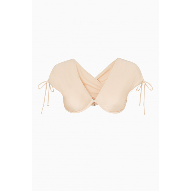 Andrea Iyamah - Menasa Bikini Top in Stretch Nylon Neutral