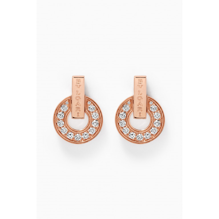 Bvlgari - BVLGARI BVLGARI Openwork Diamond Earrings in 18kt Rose Gold