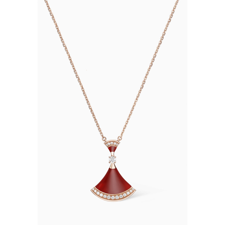 Bvlgari - Divas' Dream Diamond Necklace in 18kt Rose Gold & Carnelian