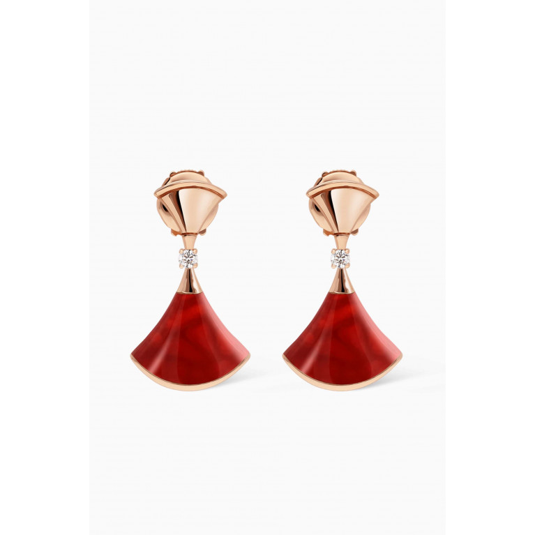 BVLGARI - Divas' Dream Diamond Earrings in Carnelian & 18kt Rose Gold