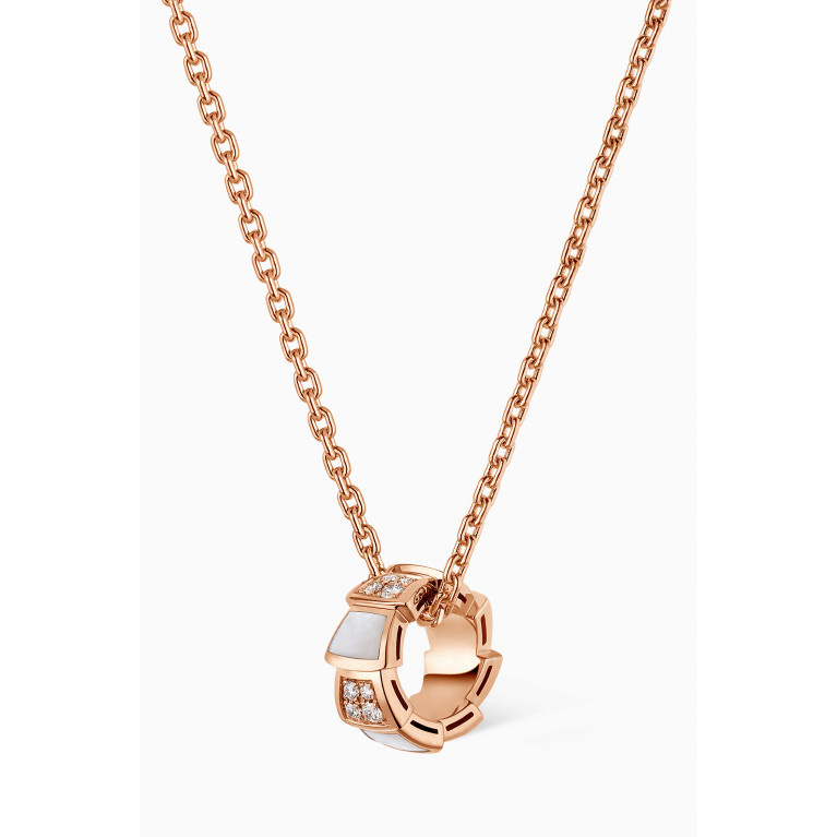 Bvlgari - Serpenti Viper Diamond Necklace in Mother of Pearl & Rose Gold