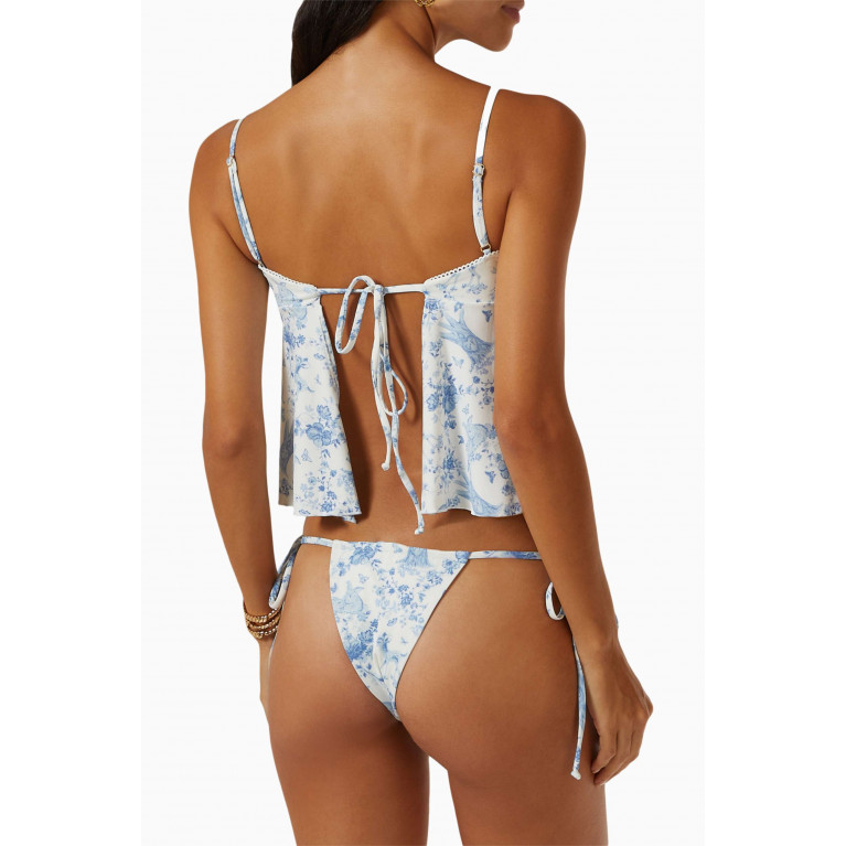 Frankies Bikinis - Tia String Bikini Bottom in Nylon Blue