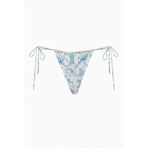 Frankies Bikinis - Tia String Bikini Bottom in Nylon Blue