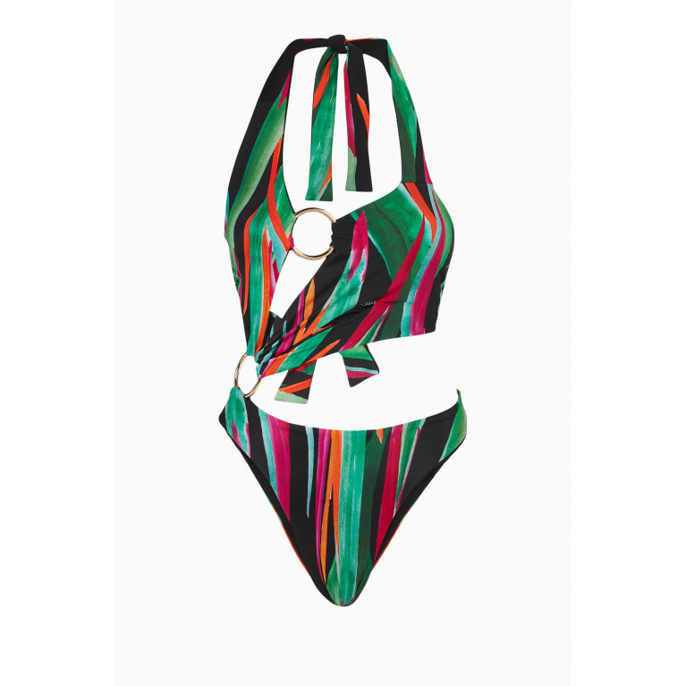Louisa Ballou - Asymmetrical One Piece Swimsuit Multicolour