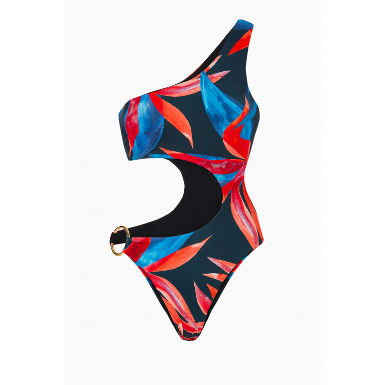 Louisa Ballou - Half Moon One Piece Swimsuit in Recycled Lycra Multicolour