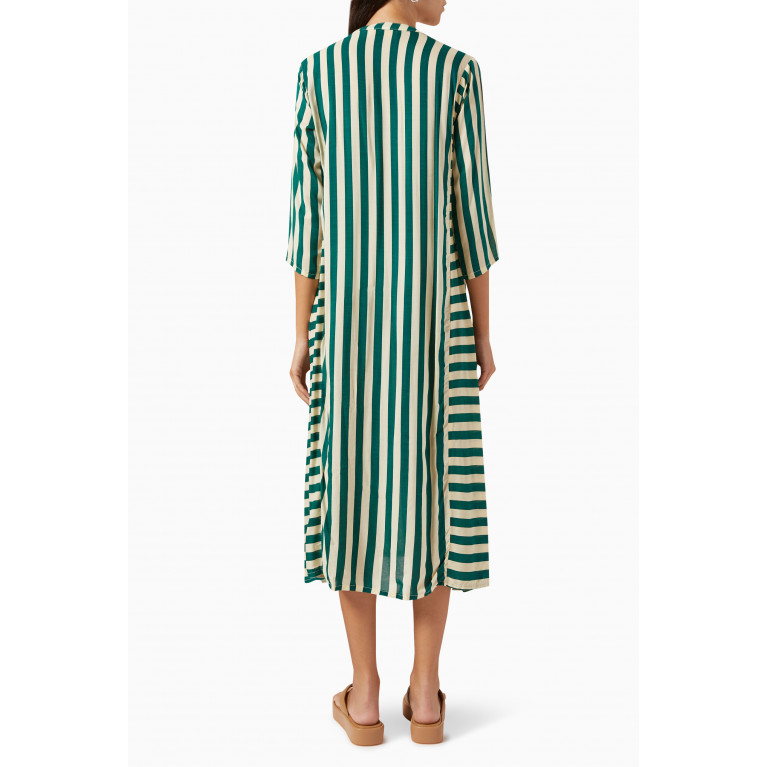 Natalie Martin - Isobel Striped Midi Dress Green