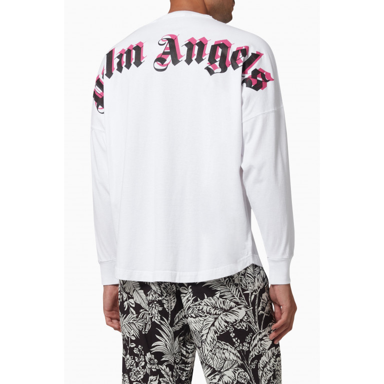 Palm Angels - Doubled Logo Long Sleeved T-shirt in Cotton Jersey