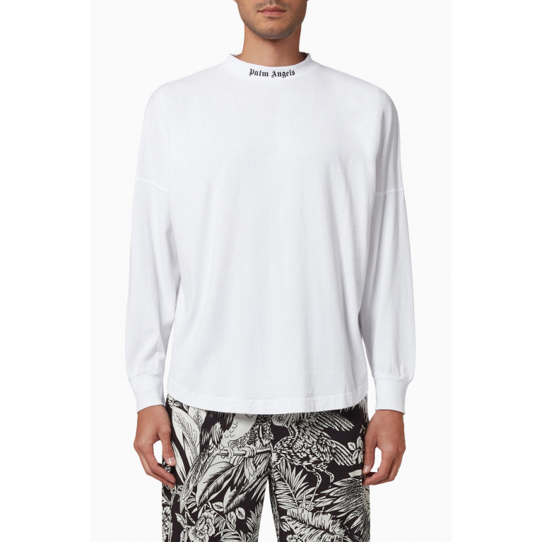 Palm Angels - Doubled Logo Long Sleeved T-shirt in Cotton Jersey
