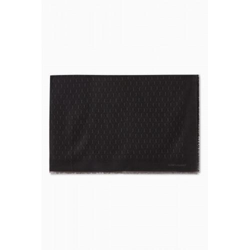 Saint Laurent - Large YSL Monogram Scarf In Wool, Silk & Cotton Jacquard