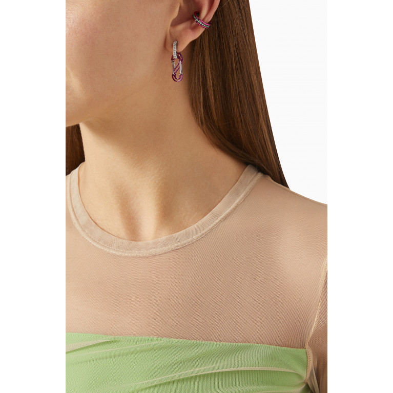 Eera - Mini Diamond Single Ear Cuff in Sterling Silver Pink