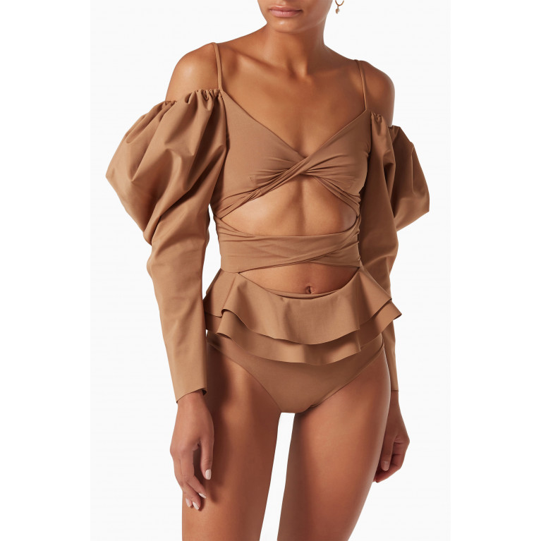 Maygel Coronel - Navio Bikini Set in Lycra Brown