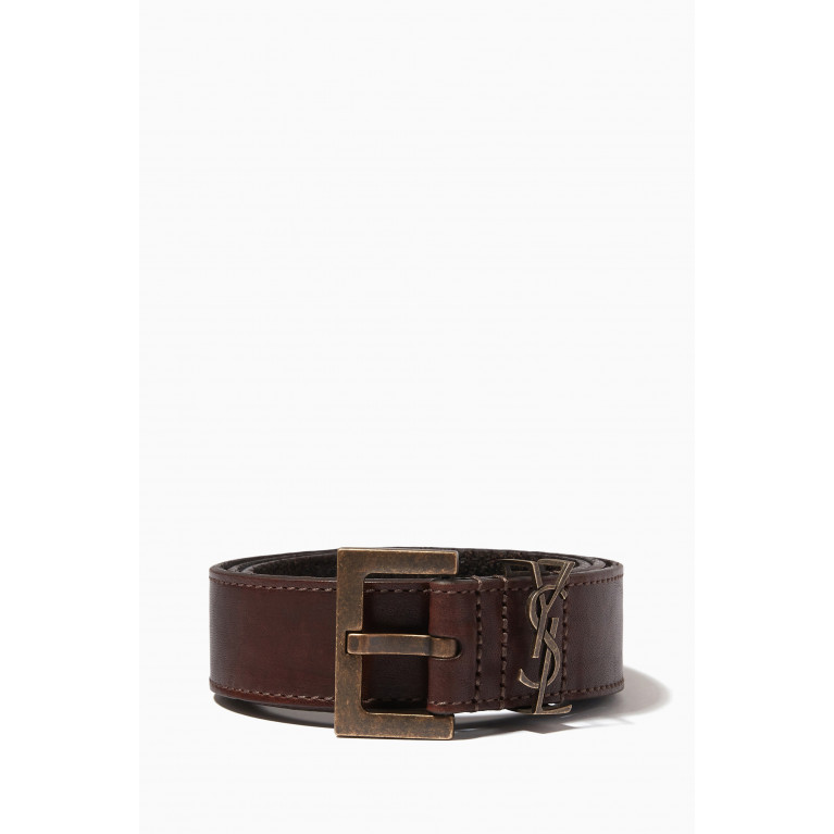 Saint Laurent - Cassandre Thin Belt in Shiny Leather
