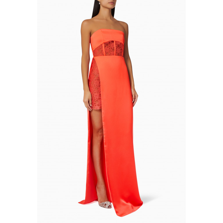 Tuvanam - Strapless Maxi Gown in Crepe & Lace