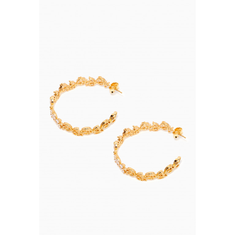 Tai Jewelry - Pavé Leaf Hoop Earrings