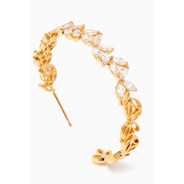 Tai Jewelry - Pavé Leaf Hoop Earrings