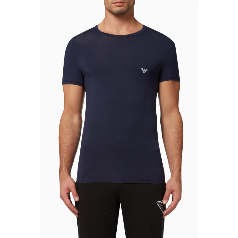 Emporio Armani - Logo T-Shirt in Jersey Blue