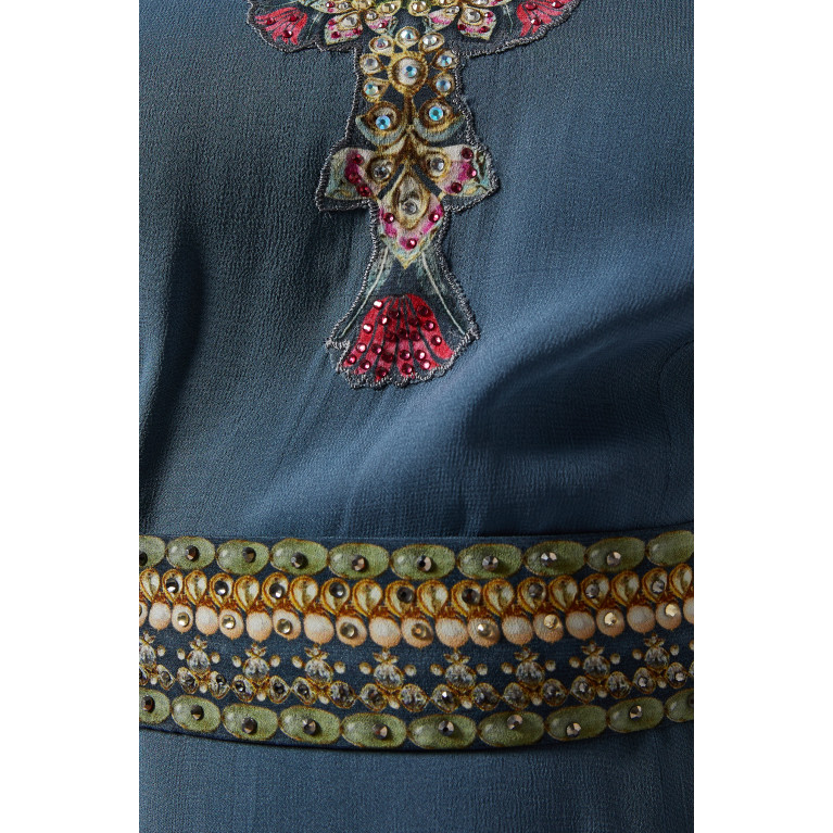 Nirraamyaa - Embellished Maxi Dress in Georgette Grey
