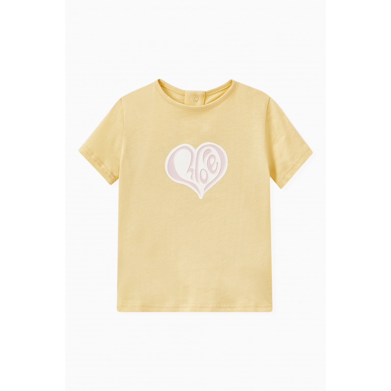 Chloé - Rainbow Logo T-shirt in Cotton Jersey Yellow
