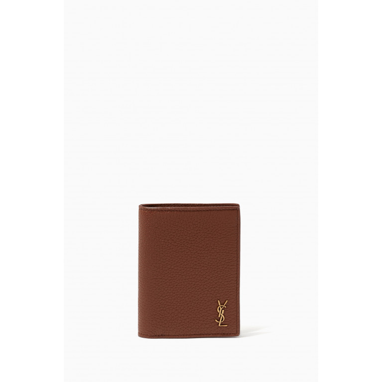 Saint Laurent - Tiny Monogram Credit Card Wallet in Graine Leather