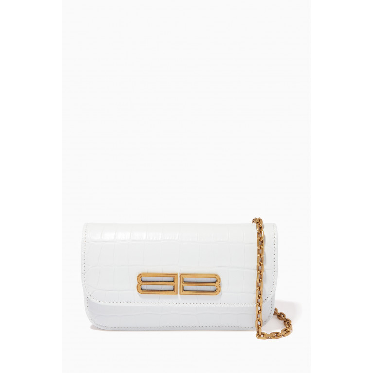 Balenciaga - Gossip Wallet on Chain in Croc-embossed Leather