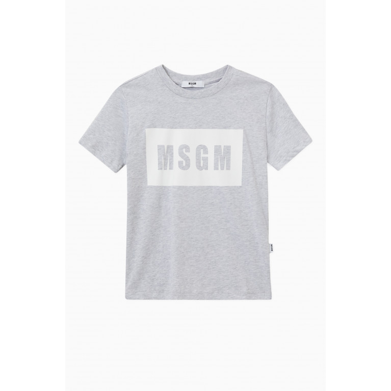 MSGM - Logo Print T-shirt in Cotton Grey