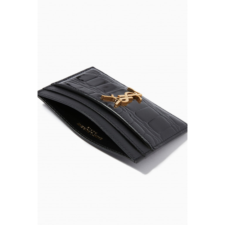 Saint Laurent - Cassandre Card Holder in Croc-embossed Leather