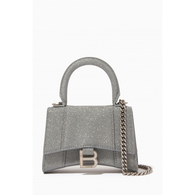 Balenciaga - Hourglass Mini Top Handle Bag in Glitter Fabric
