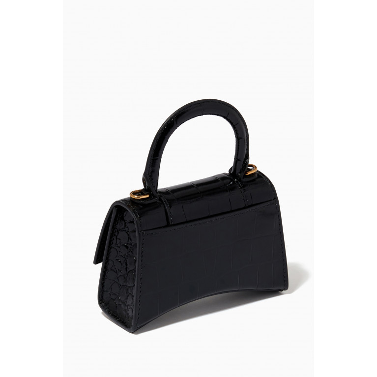 Balenciaga - Hourglass Mini Top Handle Bag in Crocodile Embossed Leather