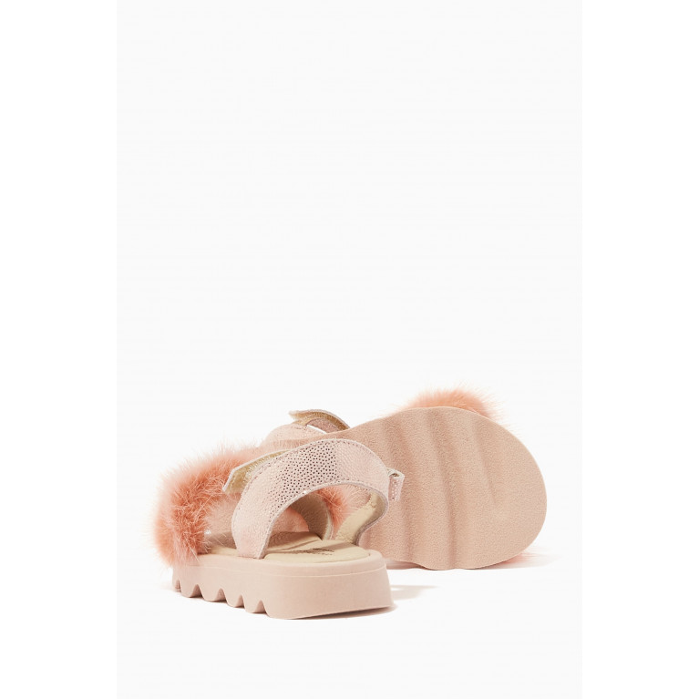 Babywalker - Fur-detail Strap Chunky Sandals Pink
