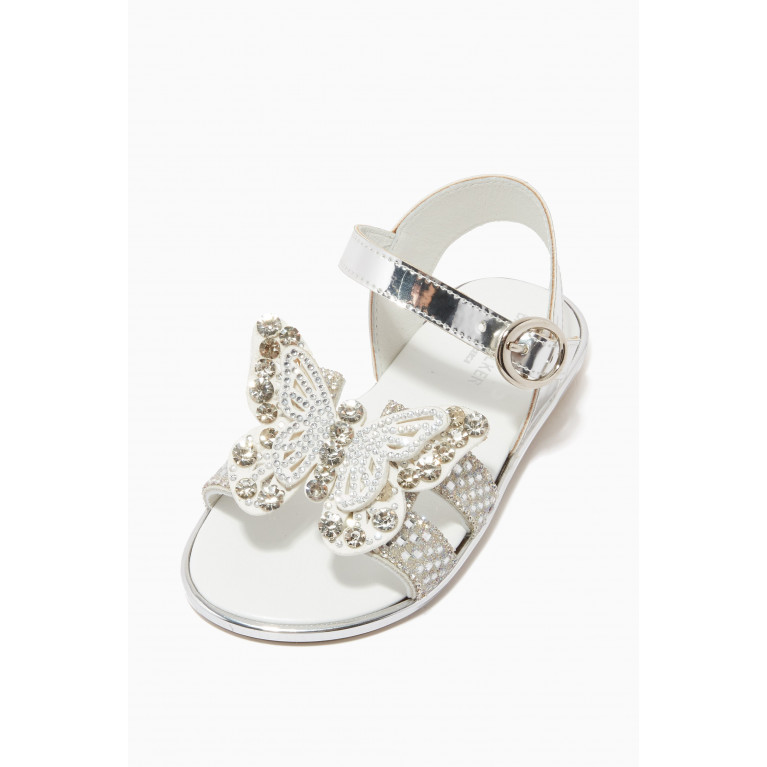 Babywalker - Open-toe Butterfly Sandals in Metallic Leather