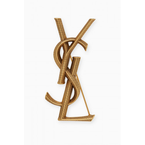 Saint Laurent - Opyum YSL Broche in Snake-textured Brass