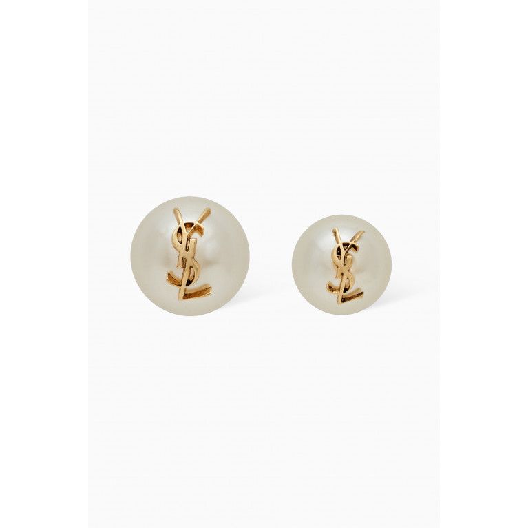 Saint Laurent - YSL Pearl Earrings in Metal