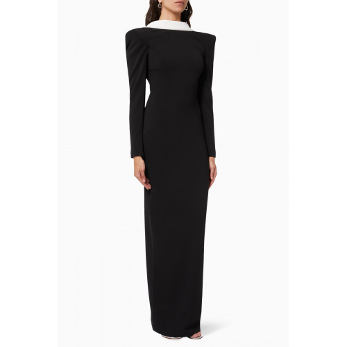 Monot - Contrasting Backless Maxi Dress in Crepe