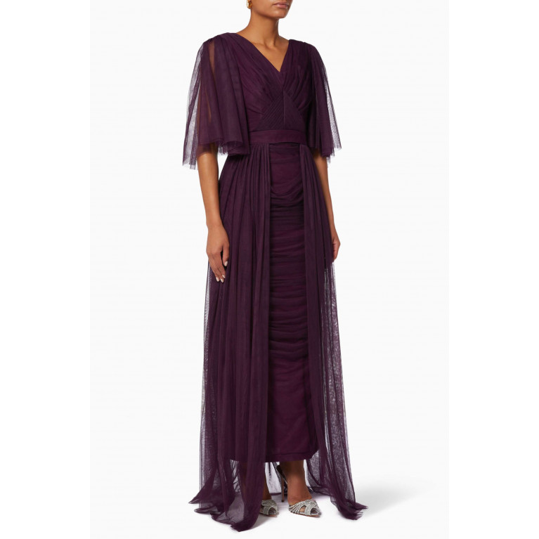 NASS - Ruched Dress With Detachable Skirt Purple