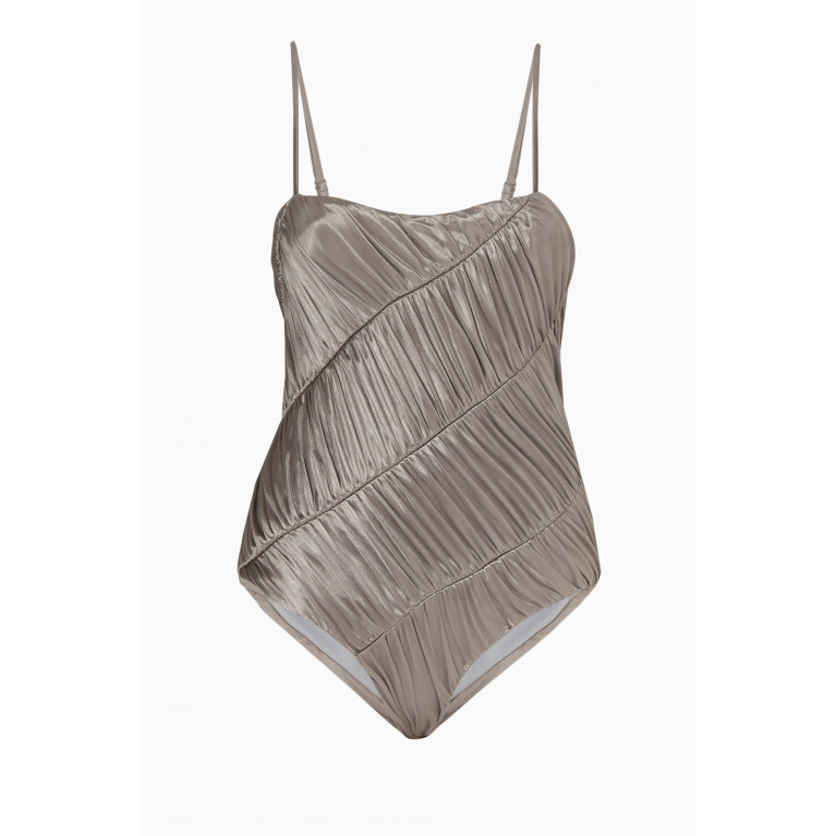 Isa Boulder - Ruched Swimsuit Silver