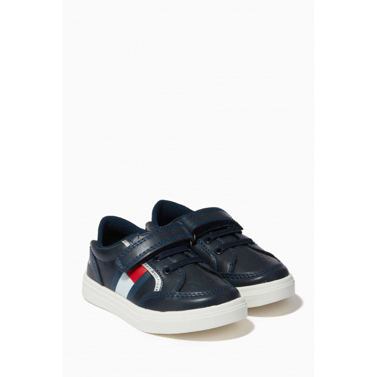 Tommy Hilfiger - Logo Flag Velcro Sneakers in Faux Leather