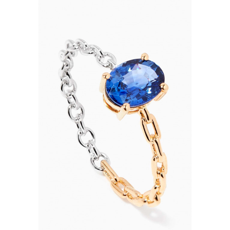 Yvonne Leon - Solitaire Ring with Sapphire in 18kt Yellow & White Gold