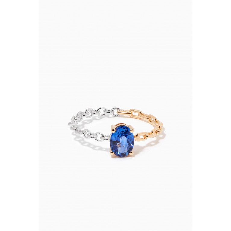 Yvonne Leon - Solitaire Ring with Sapphire in 18kt Yellow & White Gold