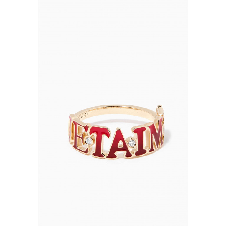Yvonne Leon - Sweet Words & Strings Je T'aime Ring with Diamonds in 9kt Yellow Gold