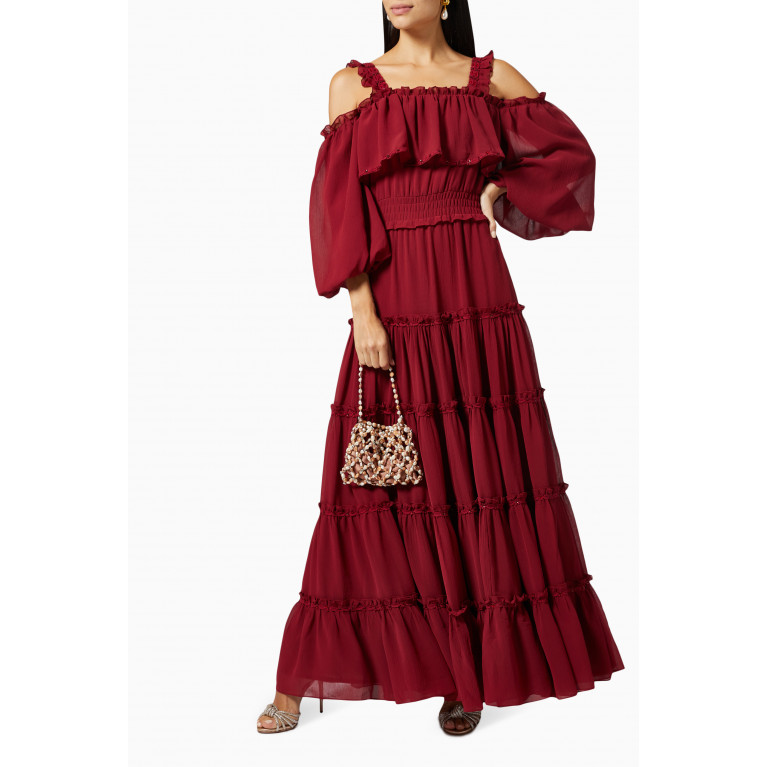 Pankaj & Nidhi - Viona-B Tiered Maxi Dress in Chiffon