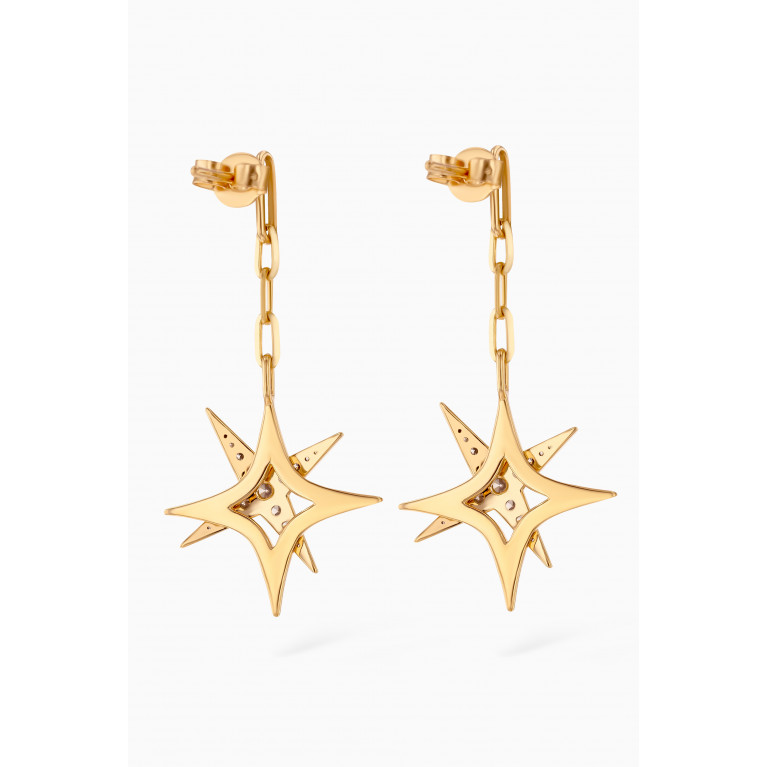 Damas - Star Diamond Drop Earrings in 18kt Yellow Gold