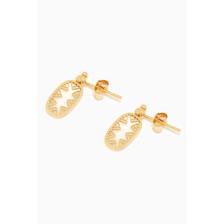Damas - Amelia Granada Mother of Pearl Double Sided Earrings in 18kt Yellow Gold